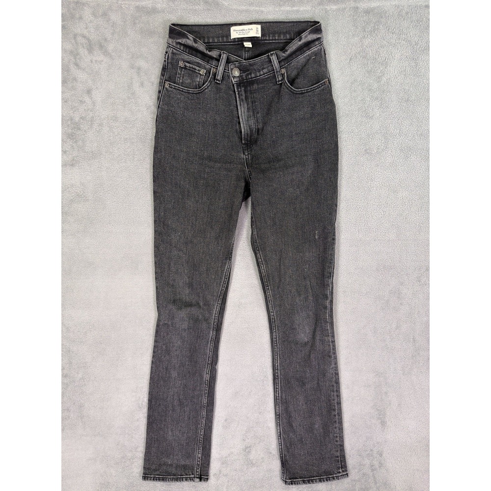 Abercrombie & Fitch Jeans Womens 24 Black 90s Straight Slim High Rise Denim